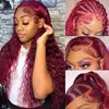 Gozebu 99j Burgundy Lace Front Wigs Human Hair Pre Plucked 13x4 Deep Wave Lace Front Wigs Human Hair Deep Curly Human Hair Lace Front Wigs 180% Density Glueless Wigs with Baby Hair (22 Inch)