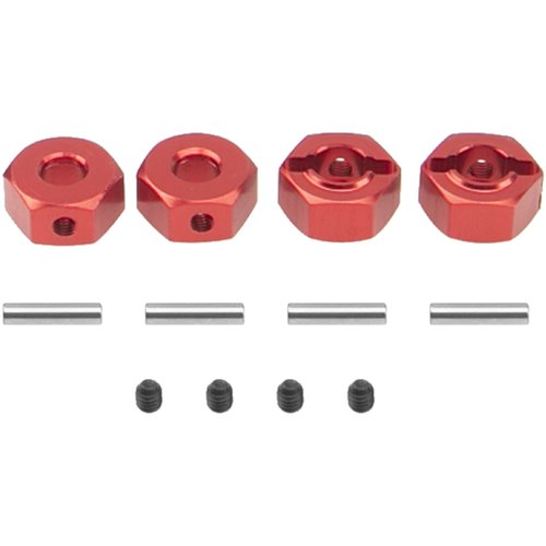 Vgoohobby Metal 12mm Wheel Hex Hub Drive Adapters with Pins Screws Compatible with 1/10 Arrma Senton Granite Typhon Vorteks 3S Big Rock RC Car (Red)