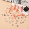 HINZIC 60PCS Bow Nail Charm 3D Silver Nail Bows 6 Styles Mini Alloy Bowknot Diamonds Butterfly Gems Wedding Prom Crystal Rhinestones Decoration for Women Girls Crafts DIY