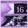 Roetyce Sweet 16 Party Decorations, Black Purple Sweet 16 Banner, 16th Birthday Decorations for Girls, Sweet 16 Birthday Gifts, Purple Happy 16th Birthday Backdrop Background, 16 Years Old Party Decor