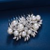 Foyte Crystal Wedding Hair Comb Pearl Bride Headpiece Silver Rhinestone Hair Piece Bridal Side Hair Accessories for Women and Girls