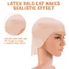 1 Pack Bald Cap for Adults Halloween Makeup, Latex Bald Cap Head Wig Cap Fake Bald Wig Costume Accessory for Men Women Beige