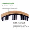 Breezelike Hair Comb - Wide Tooth Wooden Detangling Comb for Curly Hair - No Static Sandalwood Buffalo Horn Comb for Men and Women