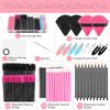 Disposable Makeup Applicators Kit with Makeup Puff Makeup Mixing Palette Makeup Artist Supplies Accessories Mascara Wands, Lip Brushes, Hair Clips Powder Puffs for Face with Storage Box
