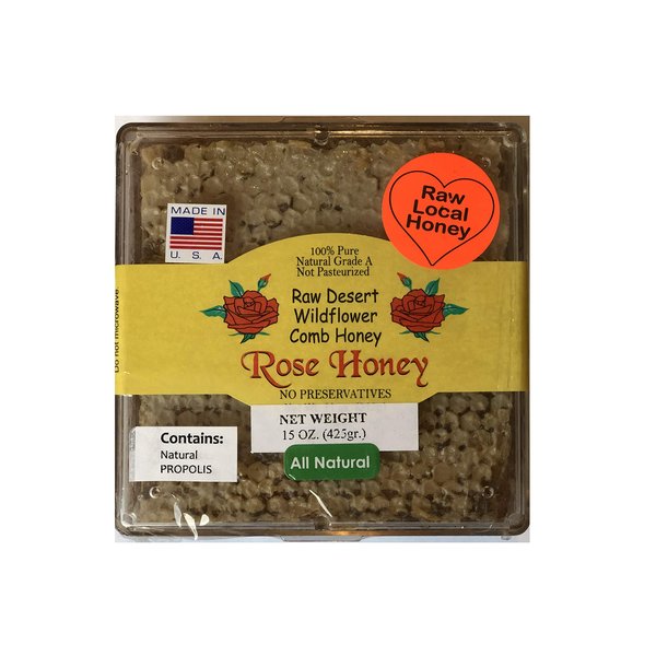 California Raw Desert Wildflower Comb Rose Honey w/PROPOLIS Honeycomb Square Box 12 plus Oz. Pure 100% Natural | Gift Wrapped