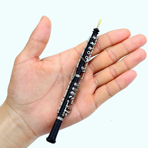 Dselvgvu Miniature Oboe with Stand and Case Mini Musical Instrument Mini Oboe Miniature Dollhouse Model Christmas Ornament Home Decor (6.31")