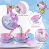 19Pcs Rainbow Unicorn Toys Tea Party Set for Little Girls, Birthday Gift for Age 3 4 5 6 Year Old, Princess Tea Time Set Toys for Little Girls, Kids Toddlers Kitchen Pretend Toy with Tin Tea Set