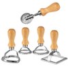 Chrider Ravioli Stamp Set (Set of 5), Ravioli Maker Cutter with Wooden Handle–for Ravioli, Pasta, Dumplings Lasagna, Pierogi, Leading Dough Cutter and Press Stamps