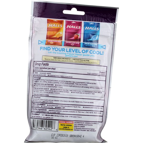 Halls Cos5 Sugar Free Black Cherry Flavor of Triple Soothing Action Fast Relief Cough Suppressant - 25 Count (Pack of 3)