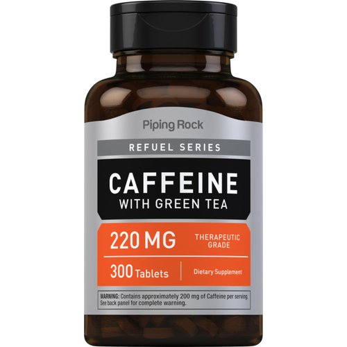 Piping Rock Caffeine Pills 220mg | 300 Tablets | Plus Green Tea | Pharmaceutical Grade | Non-GMO, Gluten Free Supplement