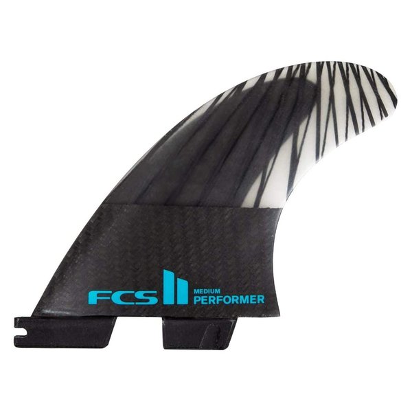 FCS II Performer Performance Core Carbon Tri Fin Set - Black/Teal - L
