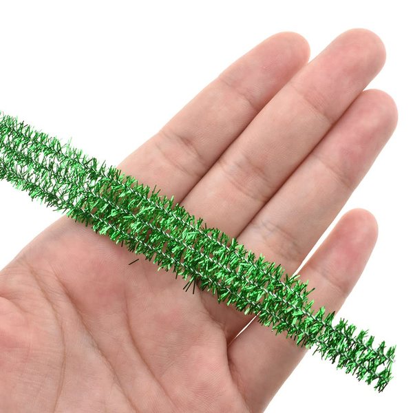 Hao Pro 12In Length Pipe Cleaners Fluffy Thick Fuzz Hold Shapes Vintagey Chenille Stems Soft Edges Green 100 Pieces for Halloween Crafts Nose Clip Googly Eyes Cleaning Crumbs Dust, Green12In100Pieces