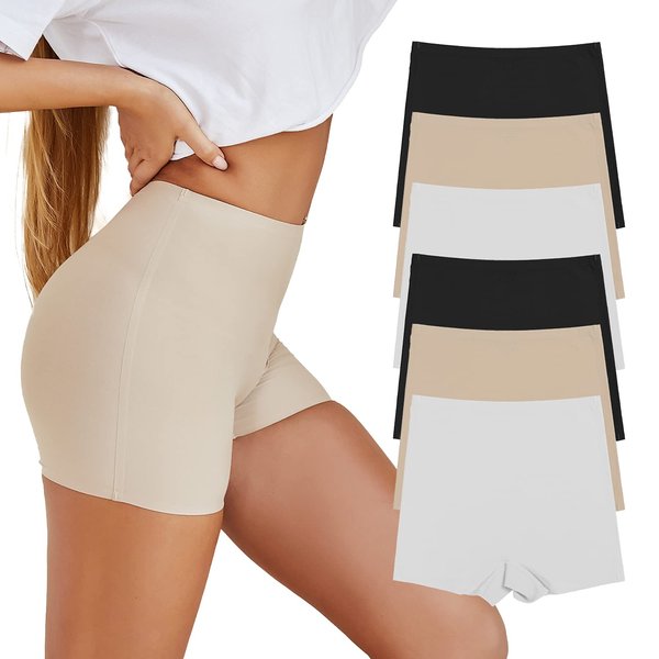 SHARICCA BoyShorts Panties for Women Seamless Soft Boy Shorts Underwear Short Boxer Briefs Anti Chafing 6 Pack (6P01,M)