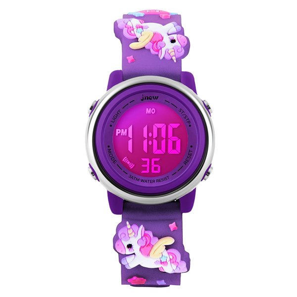 Kids Watches Girl Watches Ages 3-12 Sports Waterproof 3D Cute Cartoon Digital 7 Color Lights Wrist Watch for Kids