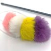 Kats'N Us Rabbit Fur Pom Pom Cat Teaser Wand - Light Pink, White, Yellow, Purple