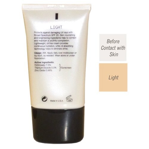 Florencia Brightening CC Face Cream, SPF 20, Adapts to Match Natural Skin Tone, Self-Adjusting Color Correcting Sun protection, Lightweight, Oil Free (Light) 1.1 Ounce