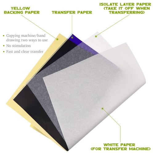 15Pcs Tattoo Transfer Paper and Gel Kit: Tattoo Transfer Gel for Transfer Stickers Paper Machine Stencils - Temporary Tattoo Supplies - Green Soap for Tattooing Tattoo Deodorant Stick