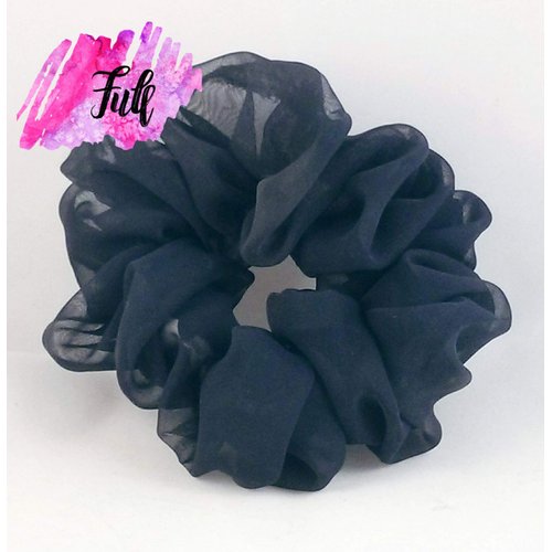 Navy Blue Chiffon Hair Scrunchie - Full