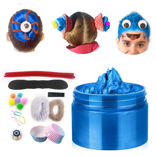 Blue Temporary Hair Color Wax Kit for teenagers,Washable Crazy Hair Day Accessories, Gifts for Kids,Instant Hair Dye Color Wax for Party, Cosplay, Halloween, Christmas,Crazy Hair Style