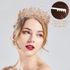 TOBATOBA Rose Gold Crowns for Women Crystal Wedding Tiara for Women, Royal Queen Crown Princess Tiara, Quinceanera Crown Coronas Para 15 Anos Quinceaneras, Birthday Pageant Halloween Costume Cosplay
