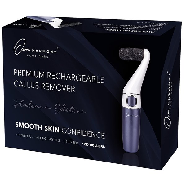Electric Foot Callus Remover: Own Harmony Professional Foot Care Pedicure Tools, Rechargeable Feet Scrubber Dead Skin, Electronic Foot File Pedi Grinder, Best for Hard, Dry, Cracked Heels (3 Rollers)