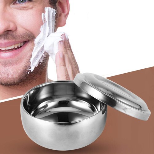 Shaving Bowl with Lid, Stainless Steel Shaving Soap Cream Bowl For Men Wet Shave