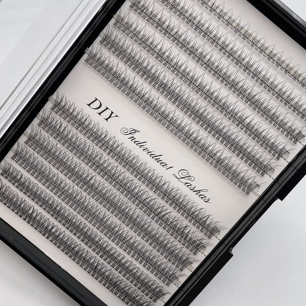 IECILI Individual Lashes/Lash Clusters 480pcs 8-14mm Cluster Eyelash Extensions /12 Roots/C Curl /0.07mm Cluster Lashes/Faux Mink Lash Extensions (C Curl, Fishtail Lashes-0.07mm)