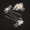 Teyglen 3Pcs Leaf Bride Wedding Hair Comb and Gold Leaf Pearl Hair Pins Comb Floral Flower Headpiece Wedding Hair Accessories Jewelry for Women (Silver)
