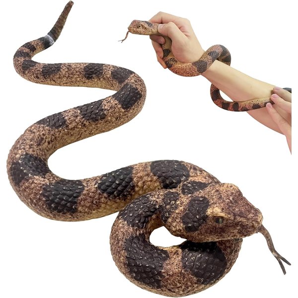 Hsxfl Realistic Fake Snakes Toy Soft Rubber Snake Realistic Keep Birds and Squirrels Away, Rattlesnake Toys for Garden Gift April Fools' Day Party Favors or Halloween Decoration Props