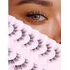 Cat Eye Lashes Wispy Eyelashes Manga Cat Eyelashes Natural Look 15mm Wispy False Lashes 3D Volume Fake Eyelashes Anime Lash Soft Faux Mink Lashes 7 Pairs Lashes Pack Siligli