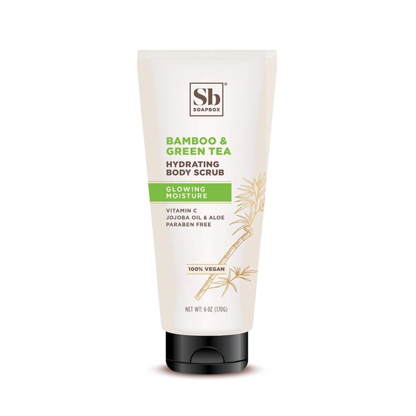 Soapbox Gentle Exfoliating Body Scrub ? Bamboo & Green Tea ? 6oz ? Moisturizing Body Scrub for Visibly Smoother Skin with Bamboo Oil, Vitamin C and Aloe Vera
