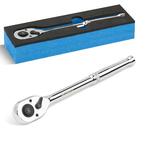 SHALL 90-Tooth 1/2-Inch Drive Ratchet Wrench, Quick-Release & Reversible, Full Polished Ratchet Wrench Made of Chrome Alloy, Gifts for Men Women Dad Mom