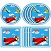 40PCS Airplane Birthday Party Decorations Plane Blue Sky Party Paper Plates Napkins Tableware Kit for Party Supplies baby boy shower decorations Kids Boys Girls Serves 20 Guests