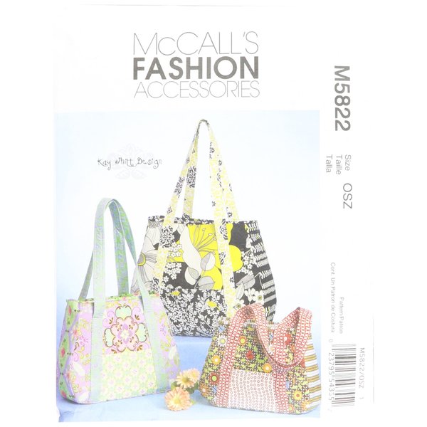 McCall's Patterns M5822 Tote Bag in 3 Sizes, One Size Only