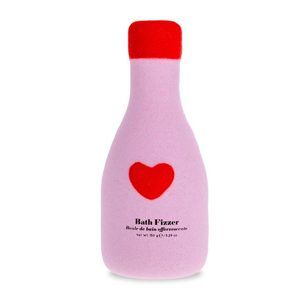 MAD Beauty Bath Fizzer Wild at Heart Champagne Bottle – Wild Cherry Scent, Cruelty-Free Bath Bomb Fizz Rock, Perfect Relaxation Love Gift for Women Girl - Pink