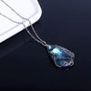KISSPAT Labradorite Necklace Wire Wrap Pendant Healing Gemstone Palm Stone Moonstone Healing Stone Pendant Necklace for Men Women