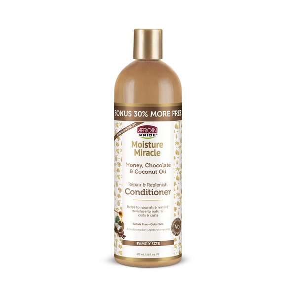 African Pride Moisture Miracle - For Natural Coils & Curls, Nourishes & Shines, Sulfate Free, Color Safe (Conditioner)