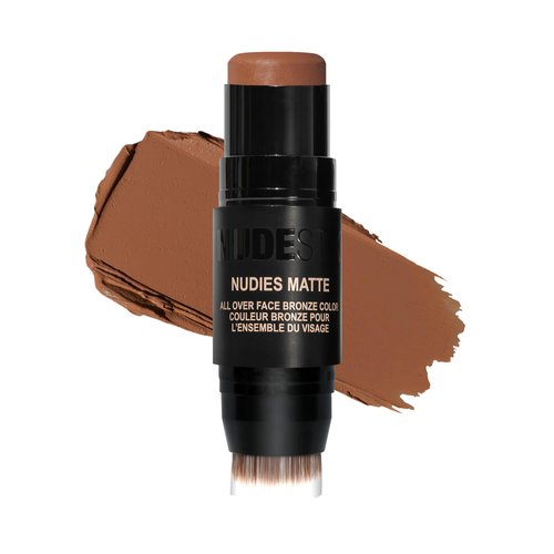 Nudestix Nudies Matte Cream Bronzer 3-in-1 All Over Face Colour for Face, Eyes, and Lips w/Blending Brush (Manilla)
