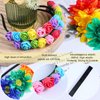 6 Pcs Boho Floral Crown Stretch Rose Flower Headband Girls Rainbow Headband Sunflower Head Crown Multicolor Flower Hair Wreath Headwear Headpiece Hair Accessory for Women Girl Bride Bridesmaid