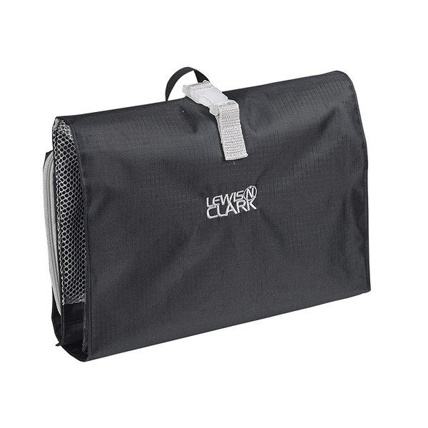 Lewis N. Clark Hanging Toiletry Bag for Travel Accessories, Shampoo, Cosmetics + Personal Items with Waterproof Compartment and Folding Design,Black