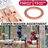 Toolwiz 150PCS 15 Sizes Copper Metric Sealing Washers Assortment Set Flat Ring Sump Plug Oil Seal Gasket Sealing Washers Crush Washer Assortment M5/6/7/8/10/10.5/11/12/12.5/14/15/16/16.5/17.5