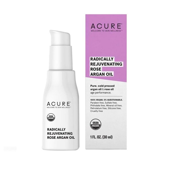 ACURE Radically Rejuvenating Rose Argan Oil - Face, Hair & Body Oil Serum Rich in Vitamin E - Lightweight, Non-Greasy, Vegan - 1 Fl Oz