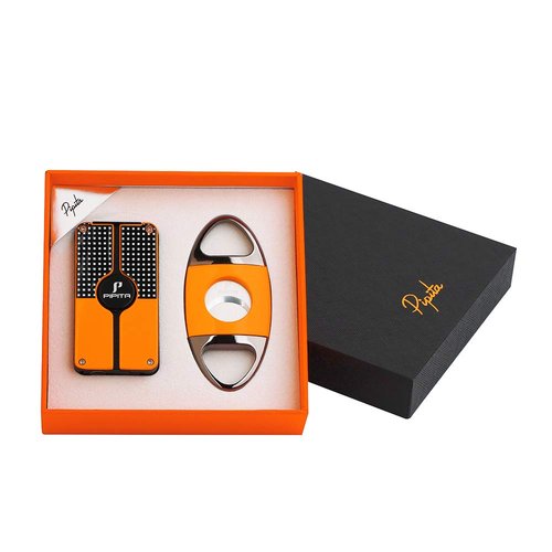 PIPITA Cigar Lighter and Cigar Cutter Set (2pcs/Set), Jet 3 Flame Cigar Lighter Torch and Cigar Cutter , Packing with Nice Gift Box (Yellow)