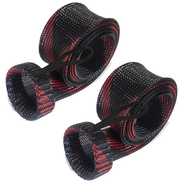 Reaction Tackle Fishing Rod Socks - Fishing Pole Sleeves and Covers for Baitcasting Rods, Spinning Rods Black/Red (Point-XL Spin-4)