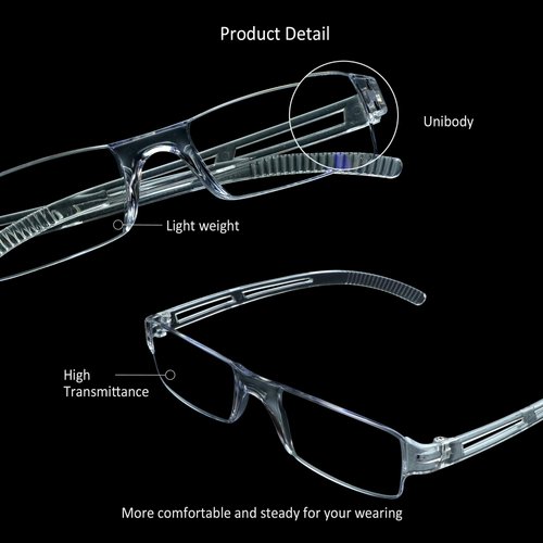 LifeArt 4 Pairs Reading Glasses, Blue Light Blocking Glasses, Computer Reading Glasses for Women and Men, Fashion Rectangle Eyewear Frame (4 Clear, 1.25 Magnification)