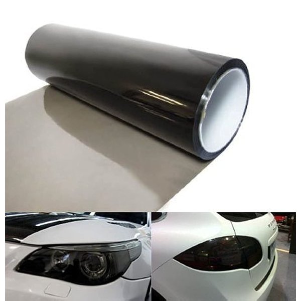 12 by 48 Inches Self Adhesive Headlight, Tail Lights, Fog Lights Tint Vinyl Film (12 X 48, Light Black)