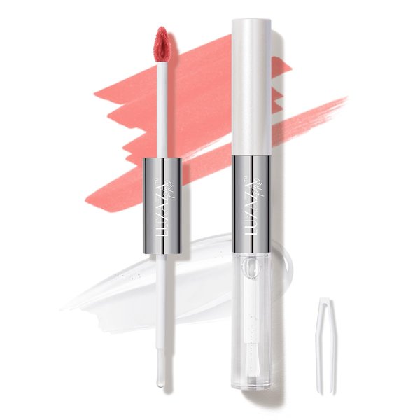 LUXAZA PRO Lip Stain Peel Off + Lip Oil Dual End, Lip Liner Stain Long Lasting Waterproof Transfer Proof - L01 COCOA ROSE