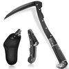 Black Sharp Folding Sickle Knife, Two Section Foldable Scythe Knife, Wooden Handle Folding Scythe Tool with Sophisticated Rose Pattern, Folding Kama Collection with Sheath
