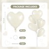 TONIFUL 30Pcs 18 Inch Cream White Heart Balloons Cream White Heart Shape Foil Mylar Balloons Decoration for Birthday Valentine's Day Wedding Bridal Shower Anniversary Engagement Party Supplies
