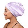 Satin Cap Slip-on Head Scarf Braids Bonnet Skull Cap Lavender